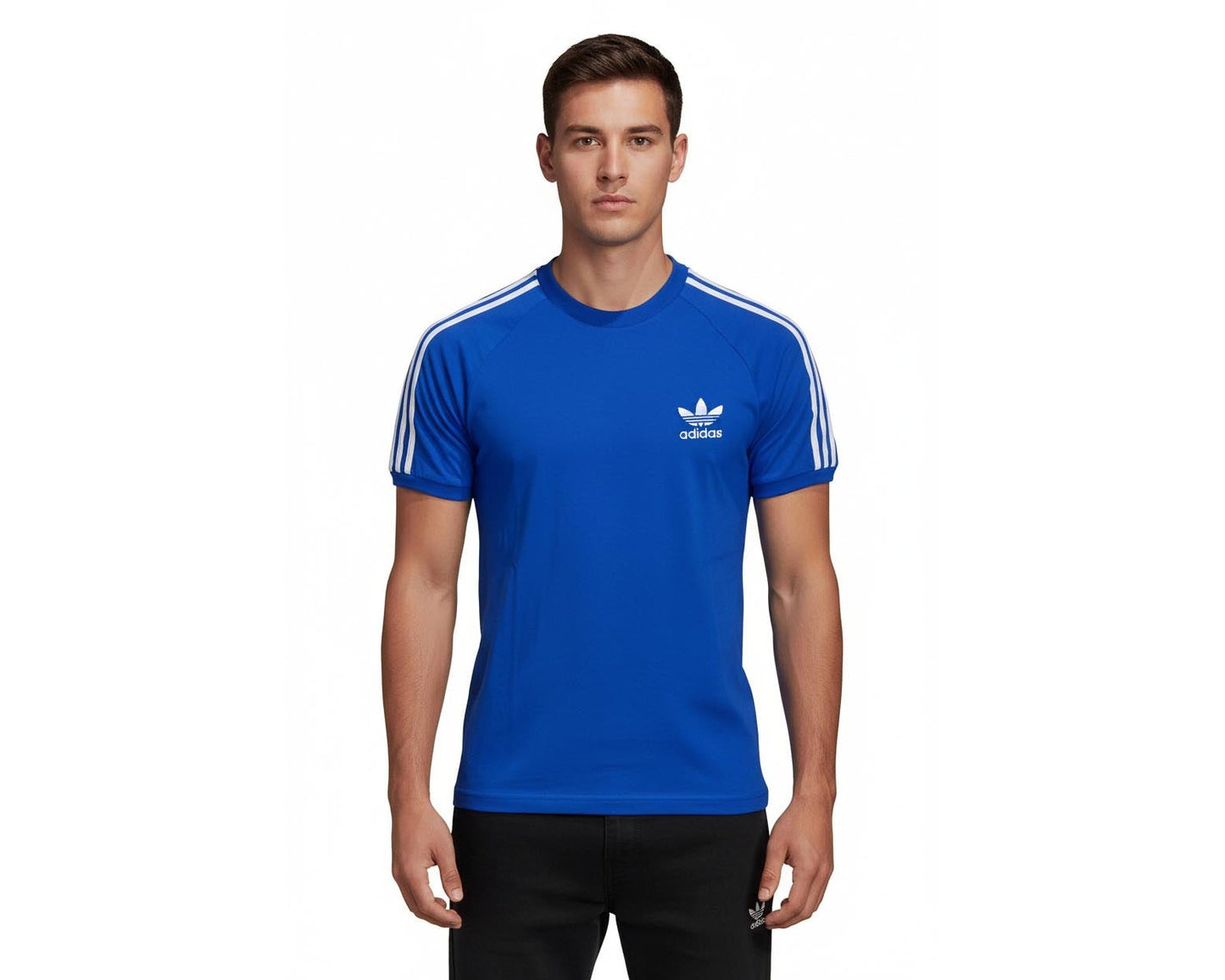 Adidas Originals 3 Stripes T Shirt Trefoil Bluebird White Herren