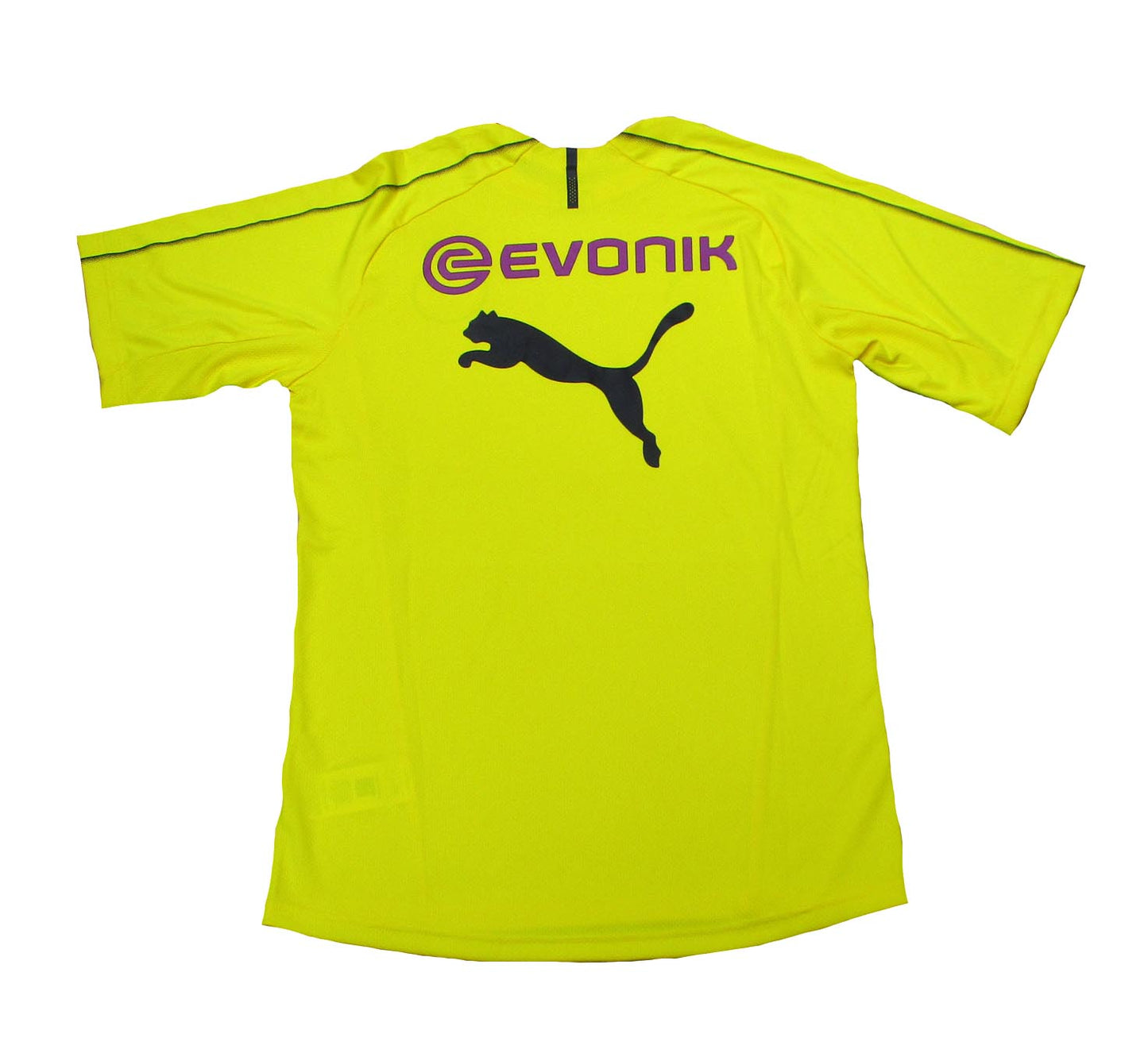 Rückseite vom gelben Borussia Dortmund BVB Trainingstrikot Puma 2018/19. Als reduziertes Angebot günstig kaufen.