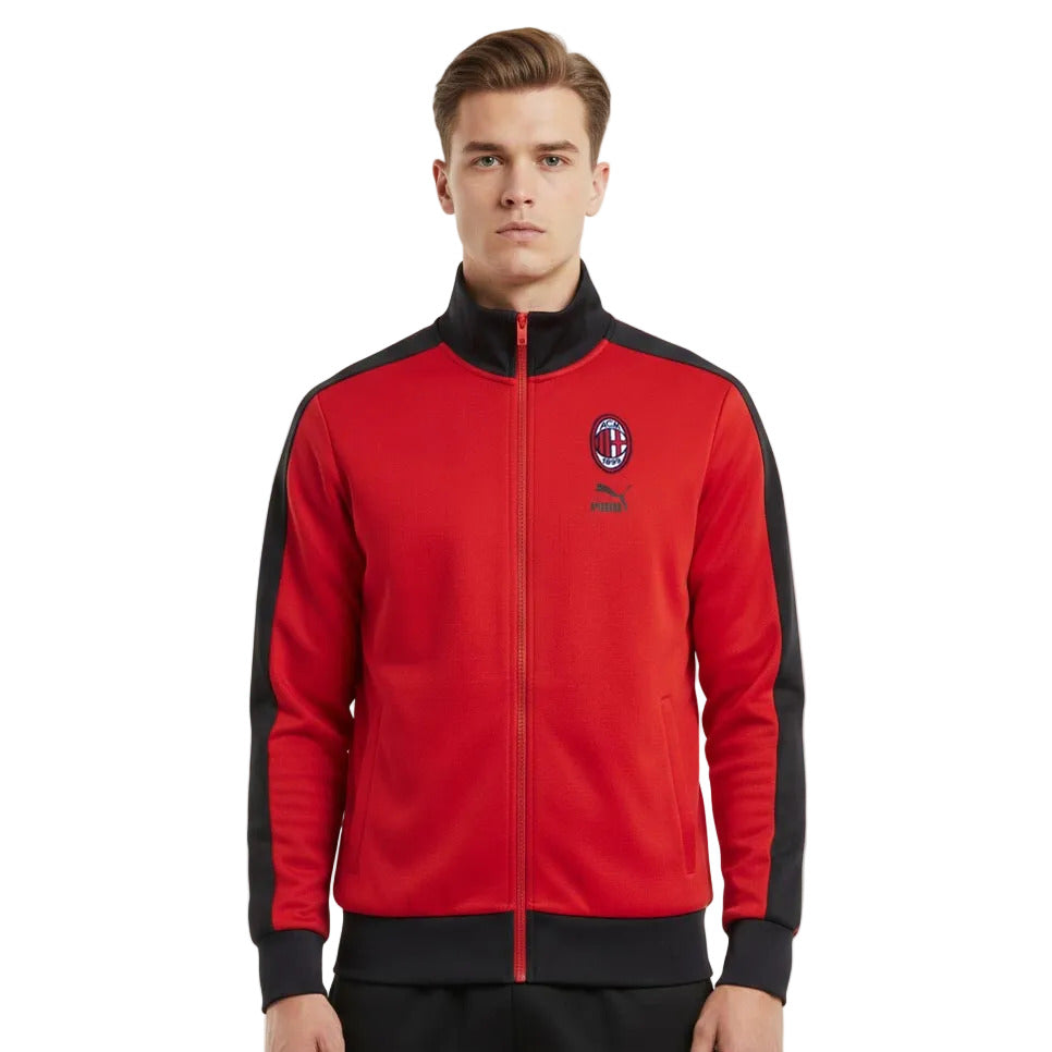 AC Mailand Trainingsjacke T7 Black 2022/23 von Puma mit eingesticktem Wappen und Reißverschlusstaschen