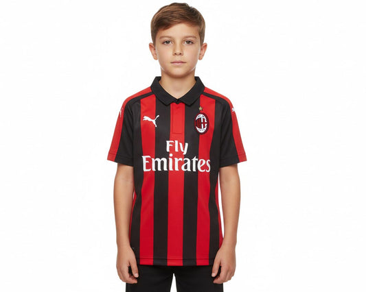 AC Mailand Trikot 2018/19 Home Kinder Puma rot schwarz Original Günstig Kaufen