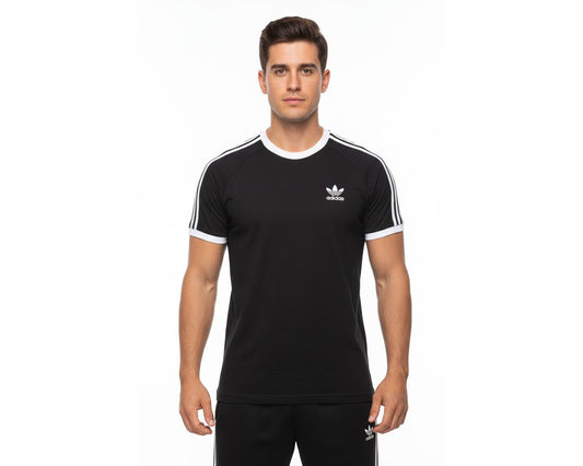 Adidas Originals 3-Stripes T-Shirt Trefoil Black White Herren Baumwolle