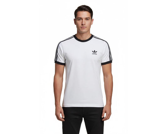 Adidas Originals 3 Stripes T Shirt Trefoil White Black Herren Baumwolle