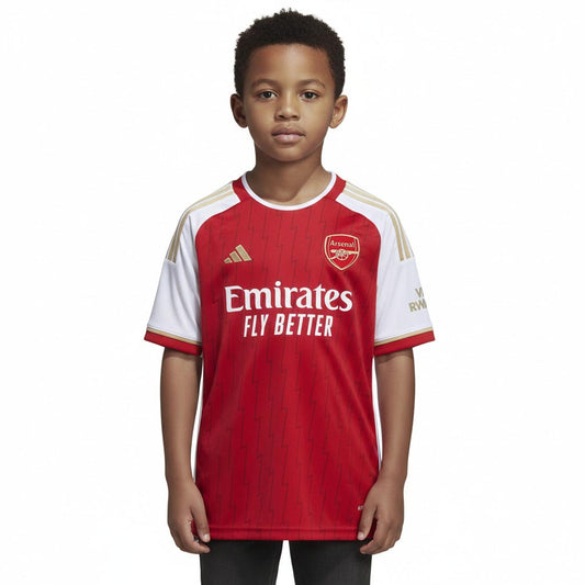 Arsenal FC Heimtrikot 2023/24 Kinder Adidas rot weiß mit eingesticktem Wappen und AEROREADY Technologie