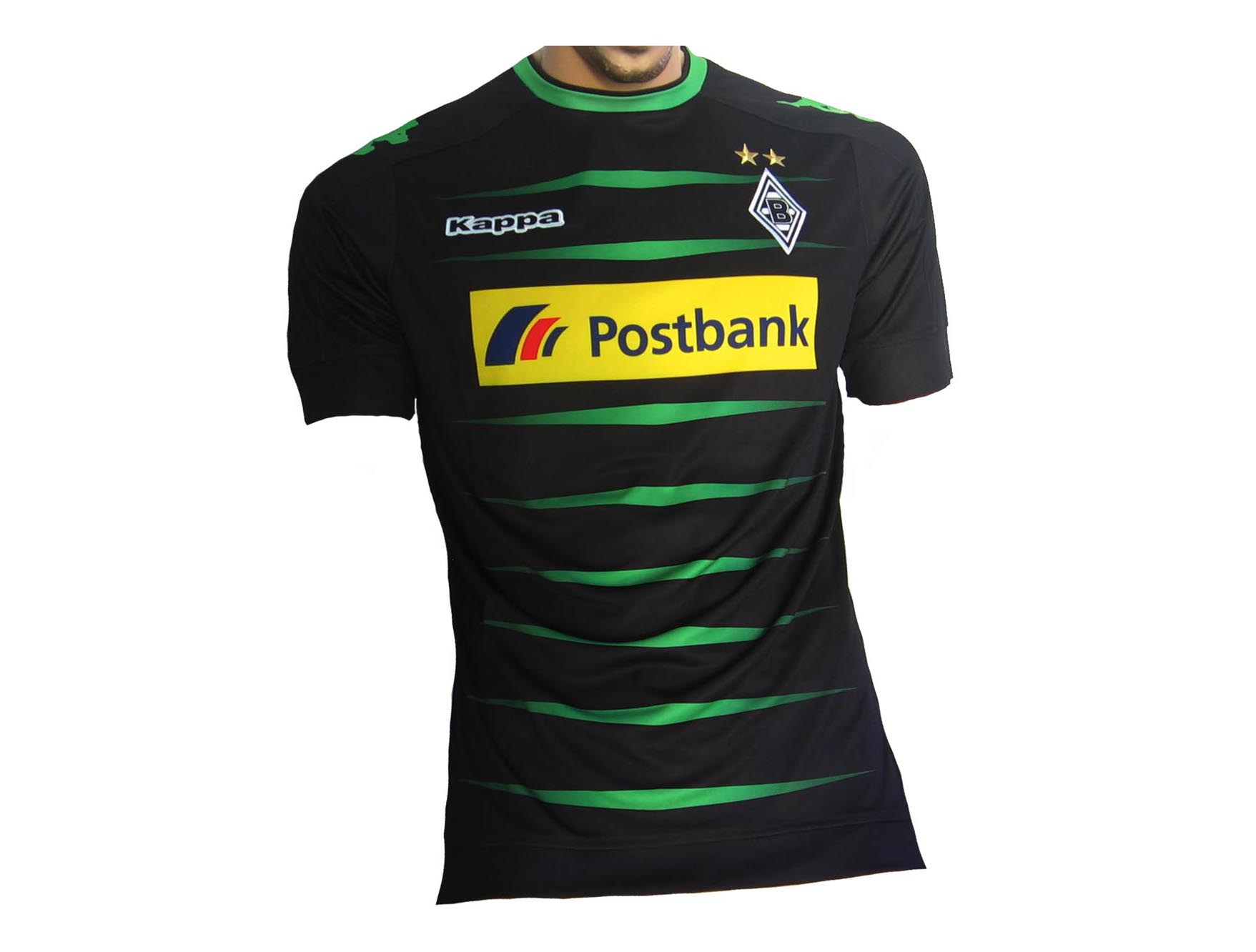 „Borussia Mönchengladbach Champions League Trikot 2016/17 von Kappa – Herren Fußballtrikot mit eingesticktem Vereinswappen und Kappa-Logo“