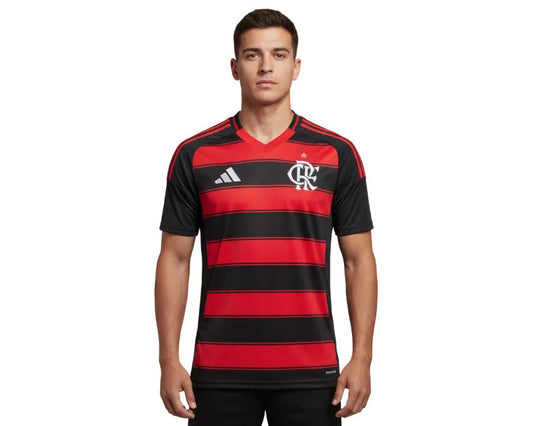 CR Flamengo Trikot 2025 von Adidas – Herren Fußballtrikot mit eingesticktem Wappen und Herstellerlogo, aus 100% Polyester und Climacool Technologie.