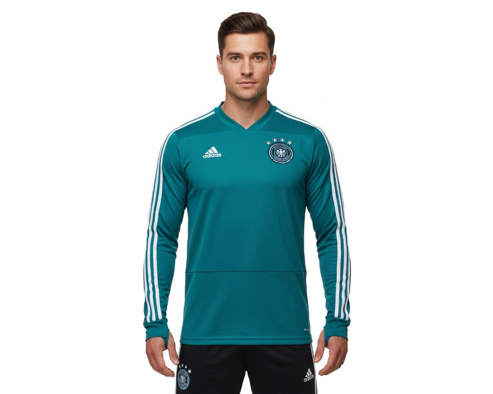 Deutschland DFB Trainingstop Sweatshirt 2017/18 türkis von Adidas mit DFB Logo