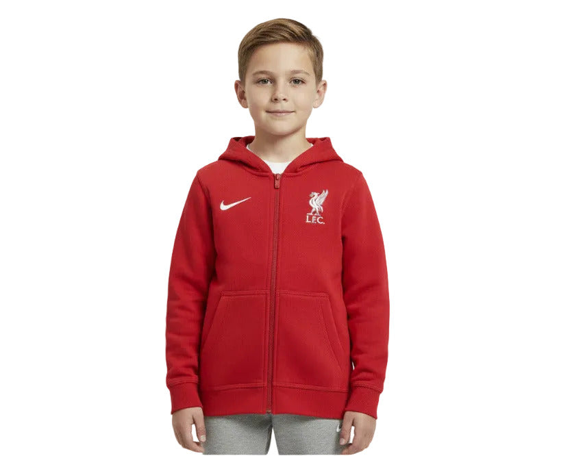 FC Liverpool Kinder Sweat Kapuzenjacke Nike mit Reißverschluss und eingesticktem Wappen