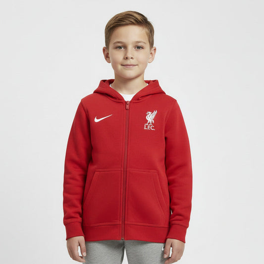 FC Liverpool Kinder Sweat Kapuzenjacke Nike mit Reißverschluss und eingesticktem Wappen