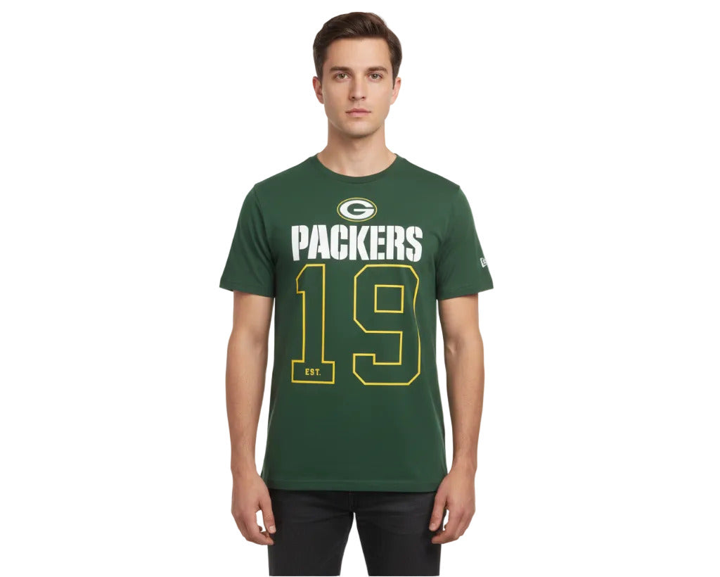Green Bay Packers T-Shirt Herren New Era NFL Fan Shirt aus Baumwolle mit Logo Siebdruck