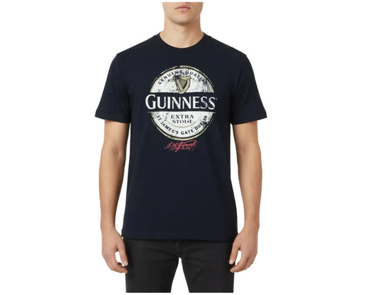 Guinness Herren T-Shirt Schwarz Poetic Brands mit Siebdruck Logo Größe M