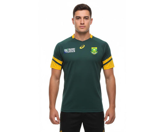 Südafrika Rugby Trikot Asics Springboks Herren Original WM Trikot grün gold eingestickt