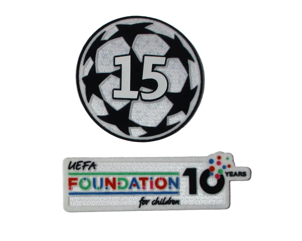 UEFA Champions League Logo Flock Foundation Badge Real Madrid Set 2025-26 offizieller Sporting ID Ärmelpatch getragen von Real Madrid