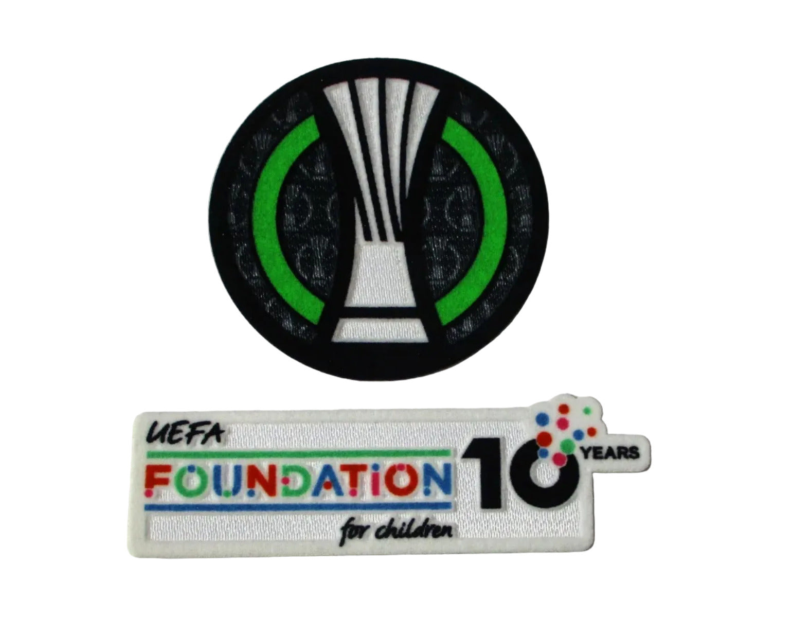 UEFA Europa Conference League Logo Foundation Flock Patch 2025/26 offizieller Trikot-Ärmelpatch von Sporting ID