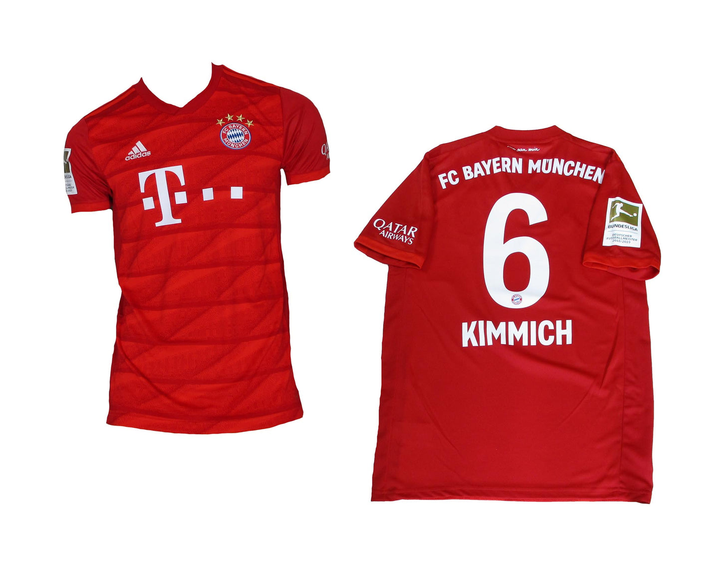 FC Bayern München Trikot Home 2019/20 Adidas FC Bayern München Trikot Home 2019/20 Adidas Joshua Kimmich Nummer 6 Vorder- und Rückansicht