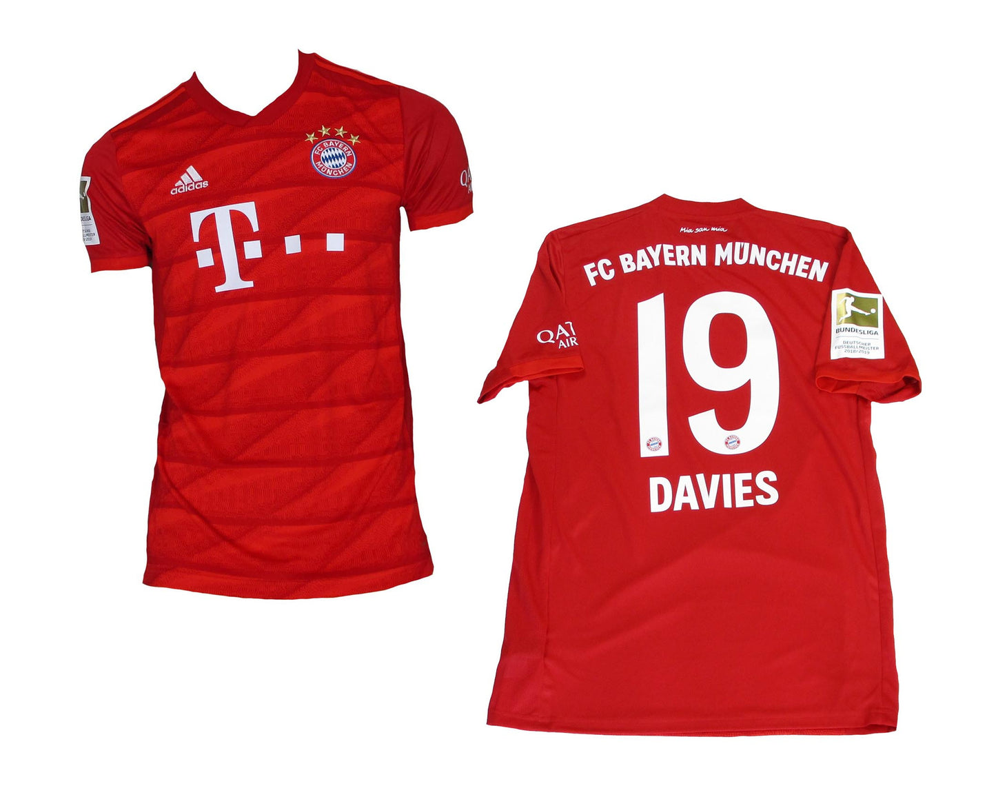 FC Bayern München Trikot Home 2019/20 Adidas Alphonso Davies Nummer 19 Vorder- und Rückansicht