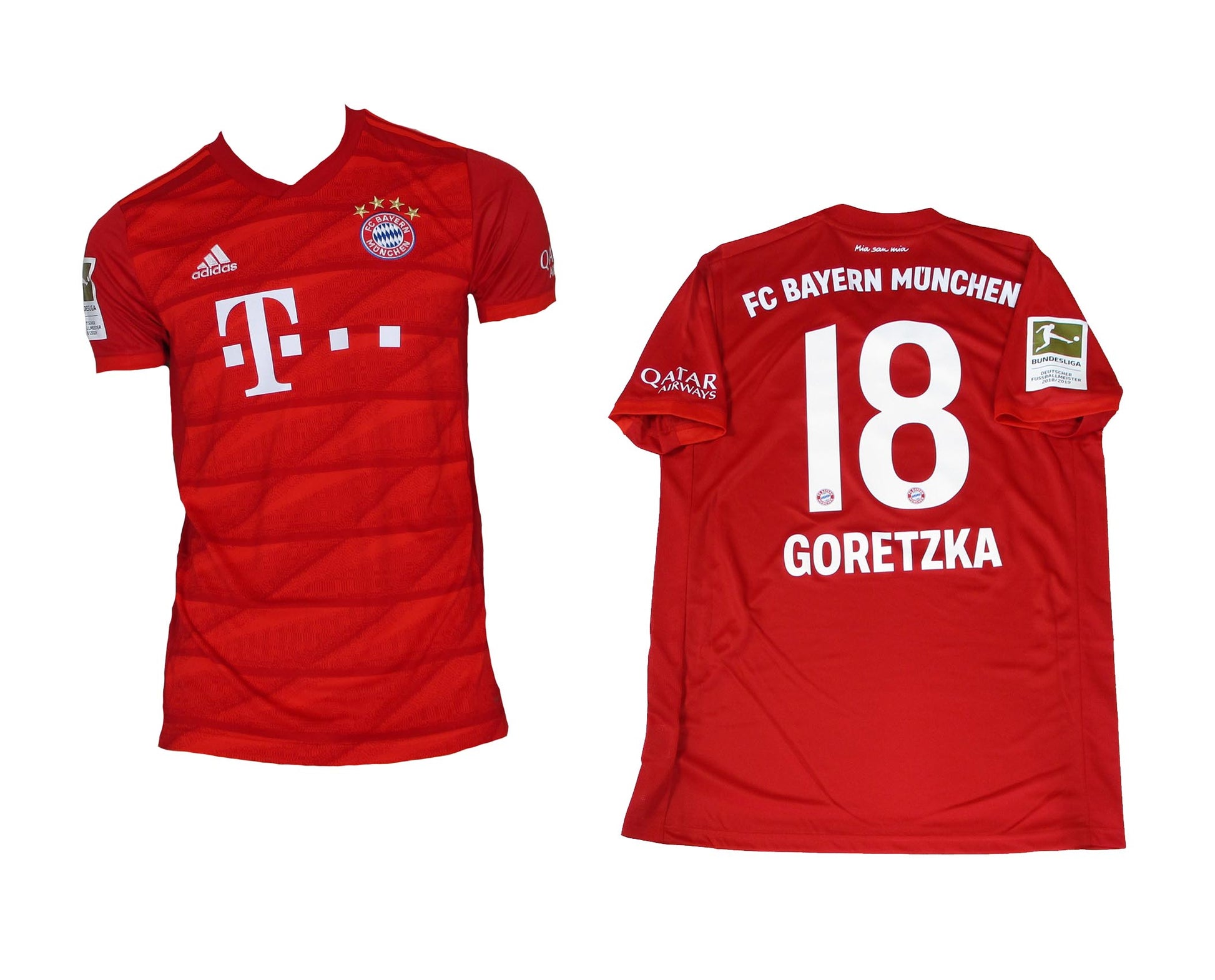 „FC Bayern München Trikot Home 2019/20 Adidas Leon Goretzka Nummer 18 Vorder- und Rückansicht