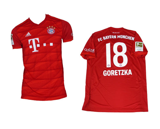 „FC Bayern München Trikot Home 2019/20 Adidas Leon Goretzka Nummer 18 Vorder- und Rückansicht