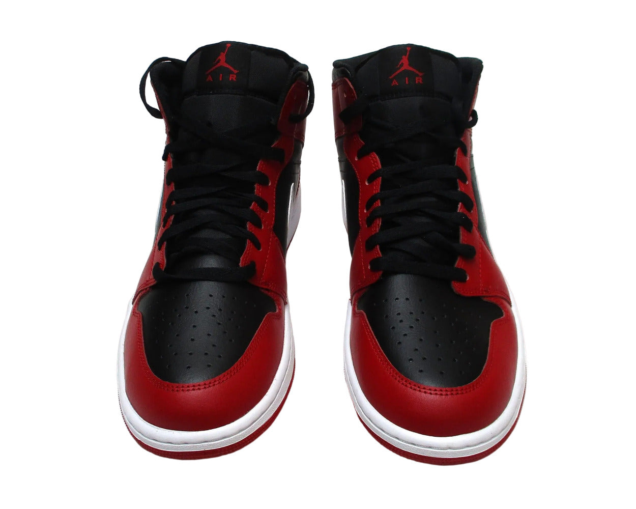 Air Jordan 1 Mid Sneaker Black White Gym Red Nike DQ8426 061 von Vorne.