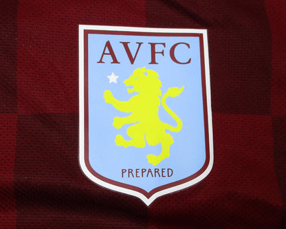 Aston Villa Player Issue Heimtrikot 2008/09 von Nike ohne Sponsor. Original Spielertrikot Vintage Premier League. Herrentrikot in XXL Detailansicht Wappen.