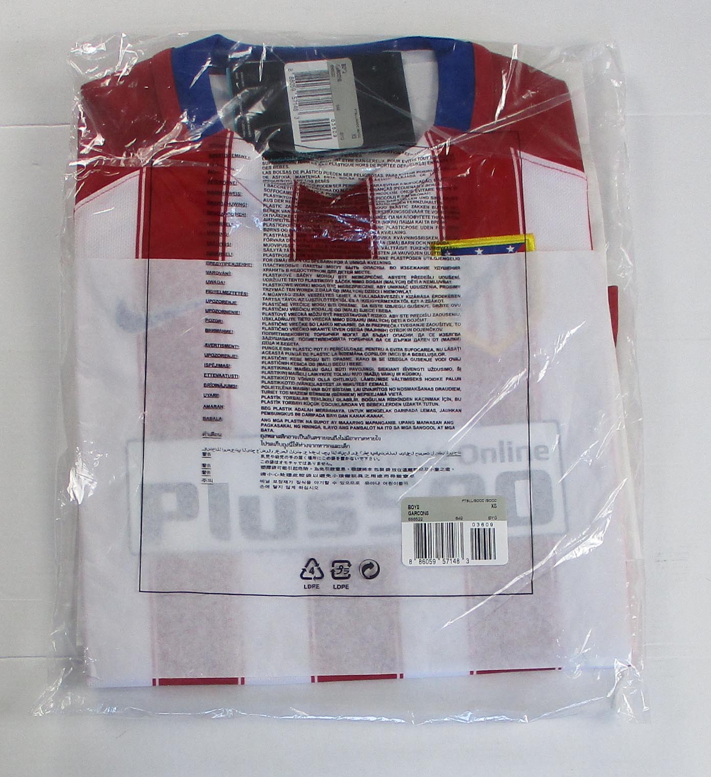 Atlético Madrid Heimtrikot Nike 2015/16 Kinder rot-weiß Dri-FIT. Detailansicht Originalverpackung. 