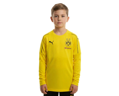 Gelbes Borussia Dortmund BVB Kinder Trainingstrikot in Lagarmversion Puma 2018/19. Als reduziertes Angebot günstig kaufen. Kindermodel.