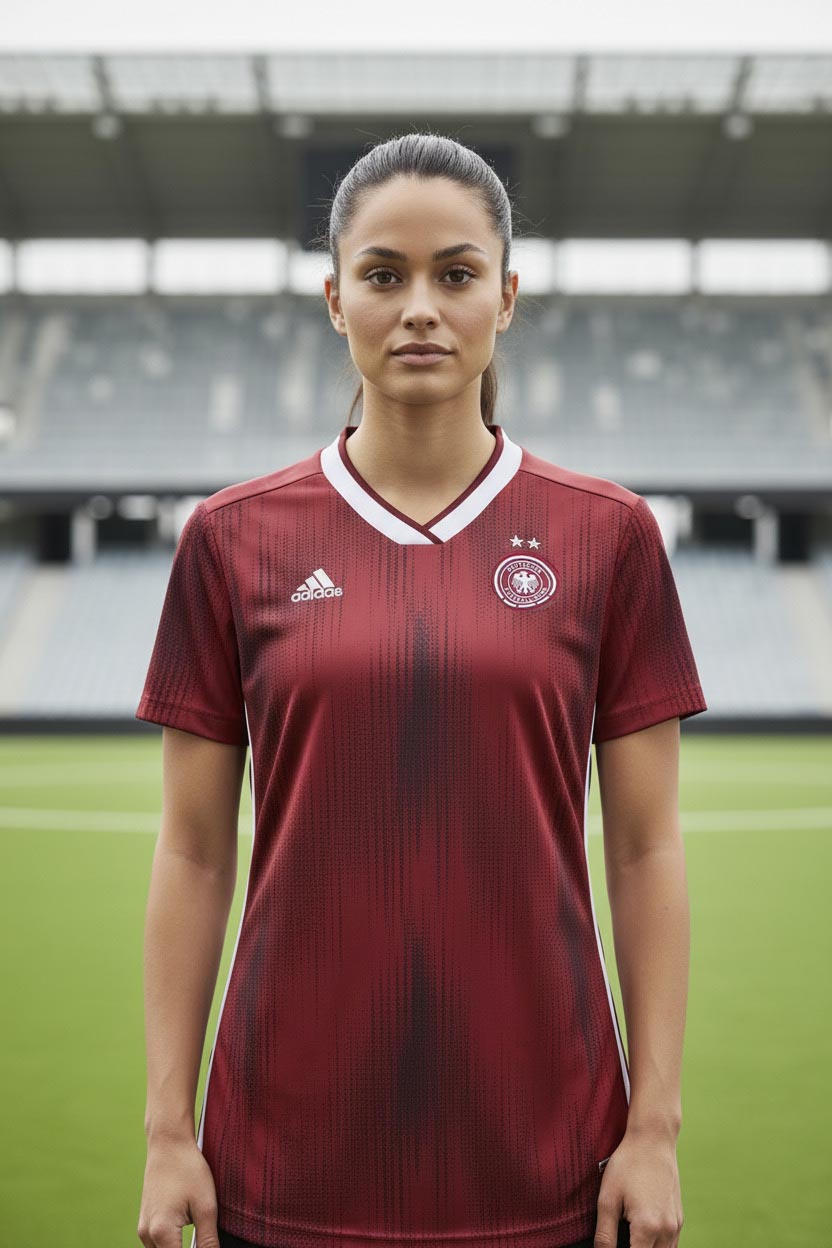 Deutschland DFB Damen Auswärtstrikot 2018 Adidas DN5930 mit gesticktem DFB-Wappen und Climalite Technologie Mit Model.