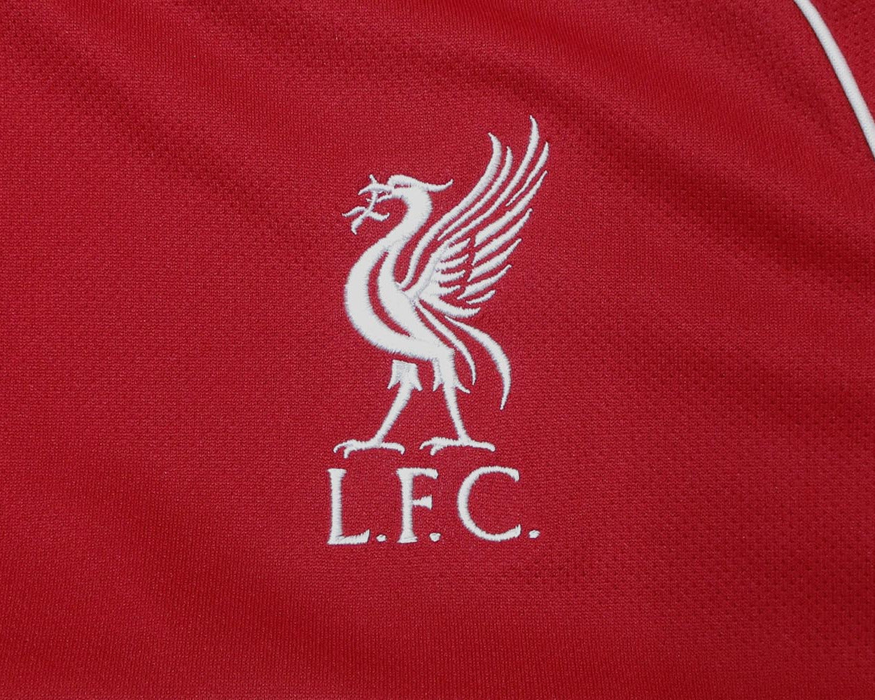 FC Liverpool Trikot Home 2025/26 von Adidas. Offizielles Fußballtrikot in Kindergröße.  Detailansicht Liverbird Wappen.