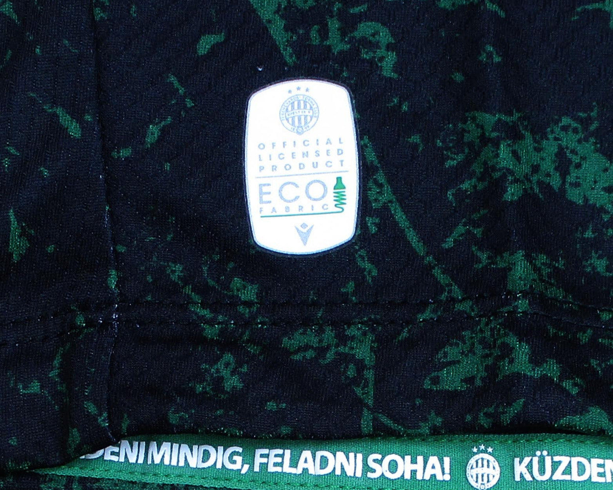 Schwarz-Grünes Ferencváros Budapest Awaytrikot 2024 2025 in Kindergröße von Macron mit gesticktem Vereinswappen – Authentic Logo.