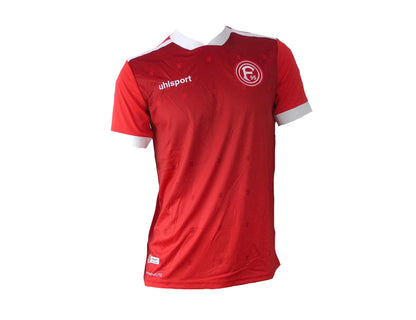 Rotes Fortuna Düsseldorf Heimtrikot 2020/21 von Uhlsport als reduziertes Angebot günstig kaufen. Spielerversion ohne Brustsponsor. 