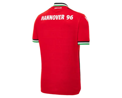 Hannover 96 Kinder Trikot Home 2026 27 Macron Herren rot geprägte Wahrzeichen Eco Softlock neu mit Etikett. Rückseite.