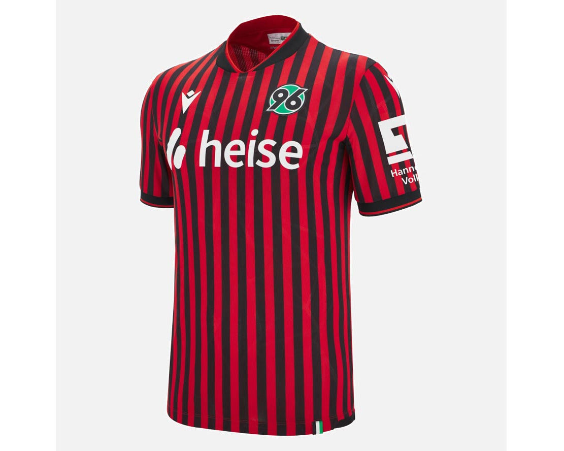 Hannover 96 Trikot Home 2025/26 Macron Herren – Offizielles Heimtrikot, aufgummiertes Wappen, Eco Brightex-Material. Vorderansicht.