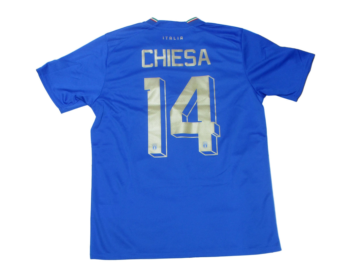 Italien Trikot Home Federico Chiesa 2022/23 Puma -  originales Heimtrikot der italienischen Fußballnationalmannschaft mit eingesticktem Wappen. Rückseite