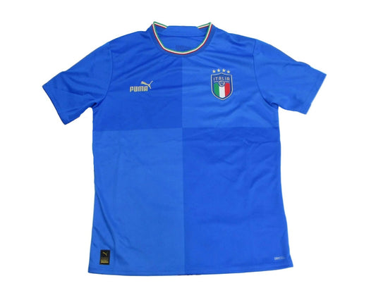Italien Trikot Home 2022/23 Puma Kinder -  originales Heimtrikot der italienischen Fußballnationalmannschaft mit eingesticktem Wappen. Flach Vorne.