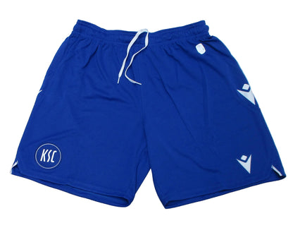 Karlsruher SC Home Shorts 2022/23 Macron Herren mit eingesticktem Wappen. Flach liegend.