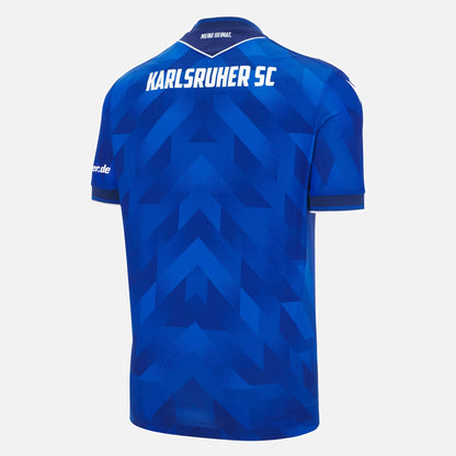 Karlsruhe Home Trikot von Macron Saison 2025/26. Offizielles Fußballtrikot in Herrengröße. Rückenansicht.