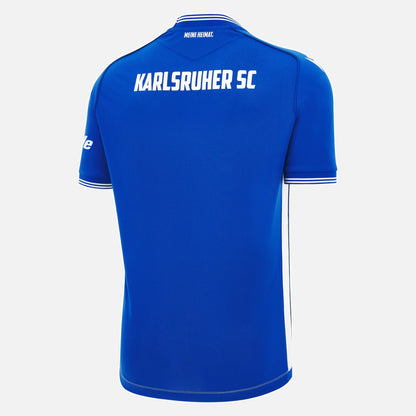 Karlsruhe Home Trikot von Macron Saison 2025/26. Offizielles Fußballtrikot in Herrengröße. Rückseite.