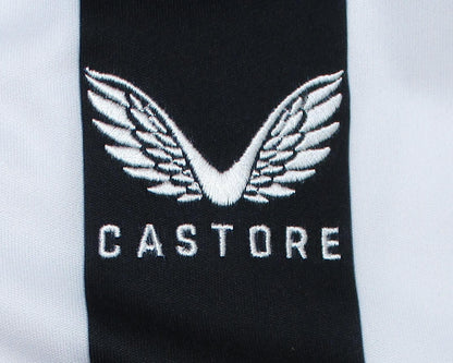 Offizielles Castore Newcastle United Heimtrikot der Premier League Saison 2023/24 in Schwarz-Weiß mit gesticktem Vereinswappen für Herren – Neu mit Etikett. Herstellerlogo.