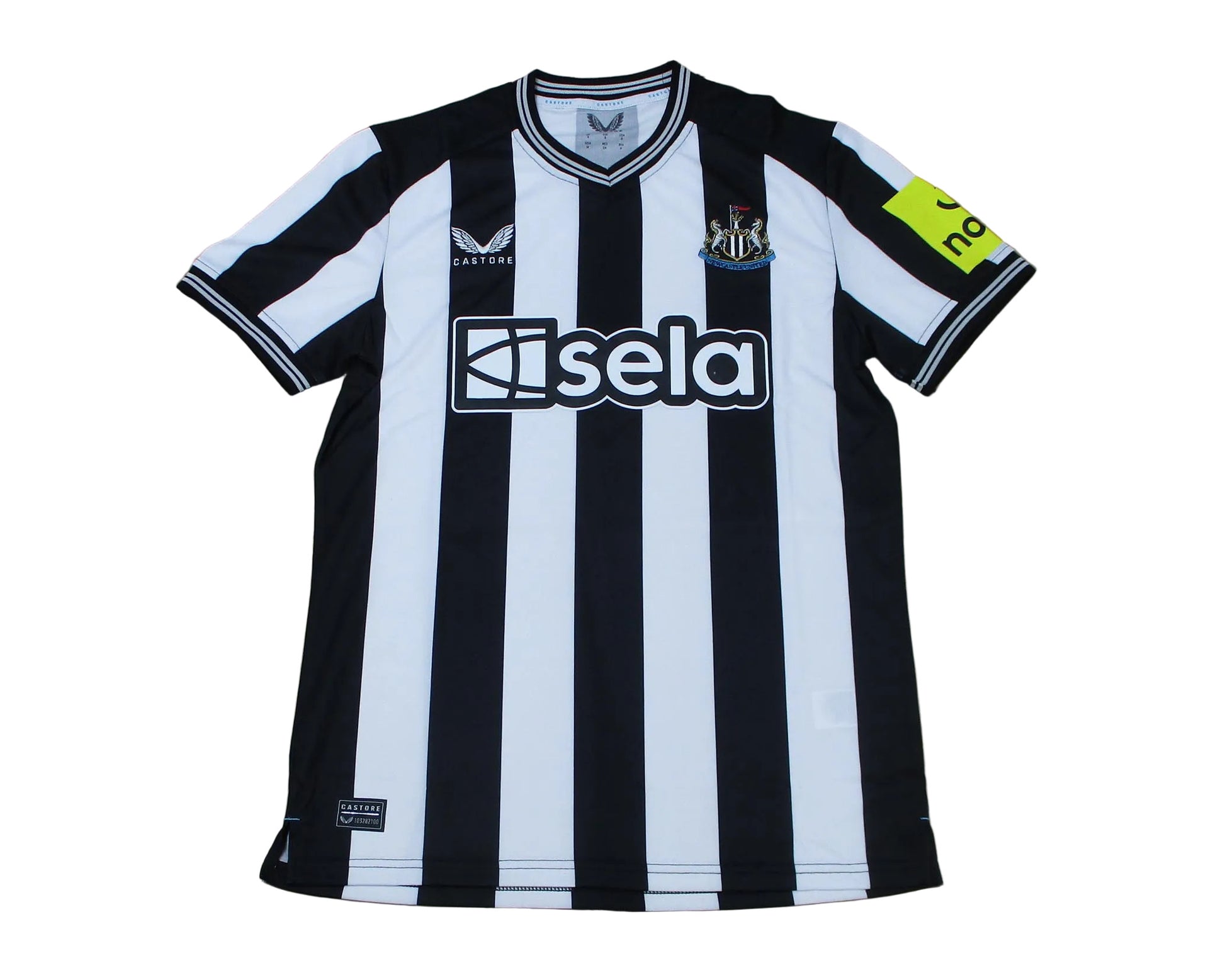 Offizielles Castore Newcastle United Heimtrikot der Premier League Saison 2023/24 in Schwarz-Weiß mit gesticktem Vereinswappen für Herren – Neu mit Etikett.