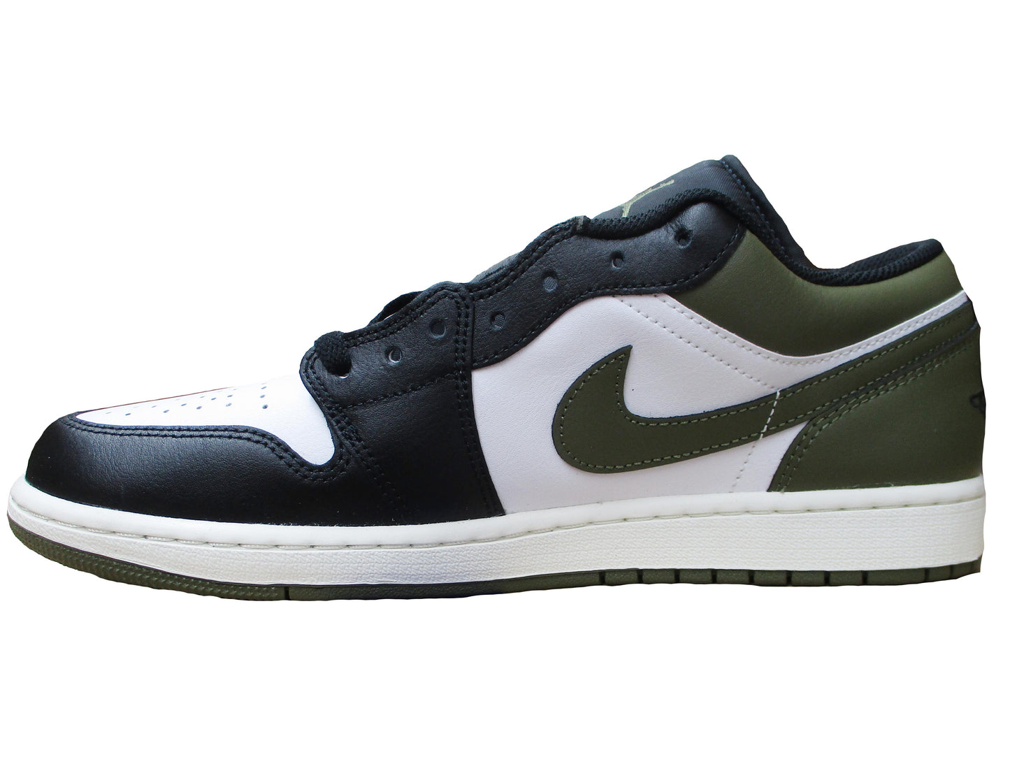 Air Jordan 1 Low Sneaker White/Black Medium Olive Größe 45