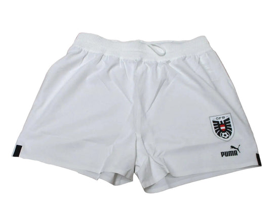 Österreich Nationalmannschaft Player Shorts Home 2022 2023 Puma Weiß Damen Fußballshorts mit Österreich Wappen Original Neu. 