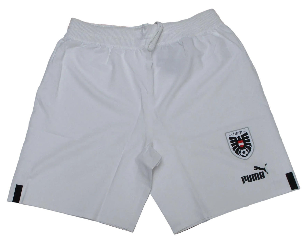 Österreich Nationalmannschaft Player Shorts Home 2022 2023 Puma Weiß Herren Fußballshorts mit Österreich Wappen Original Neu