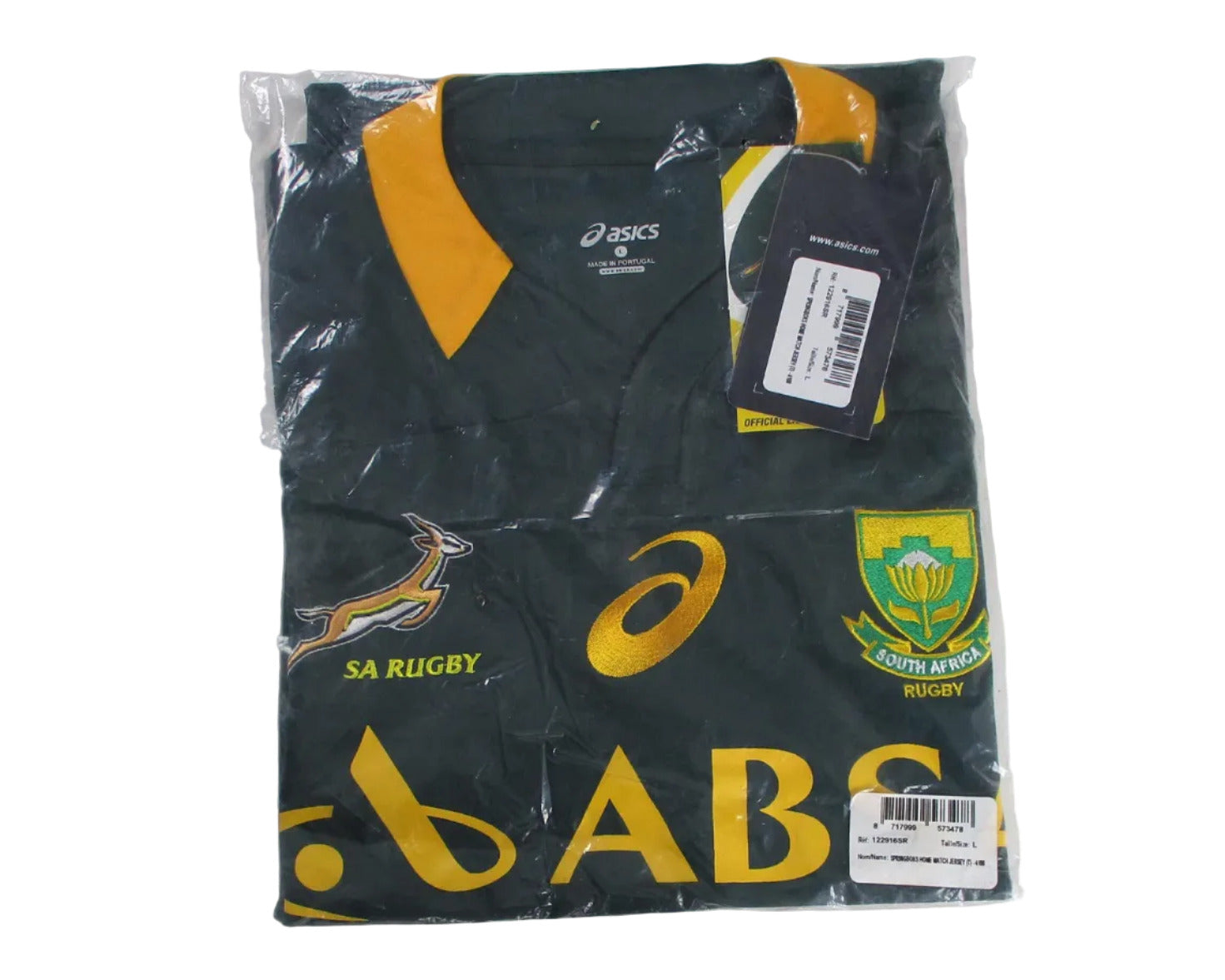 Originalverpackung des Südafrika Rugby Trikot 2014/15 Asics Springboks Players Jersey Herren Original Neu. Angebot günstig kaufen.