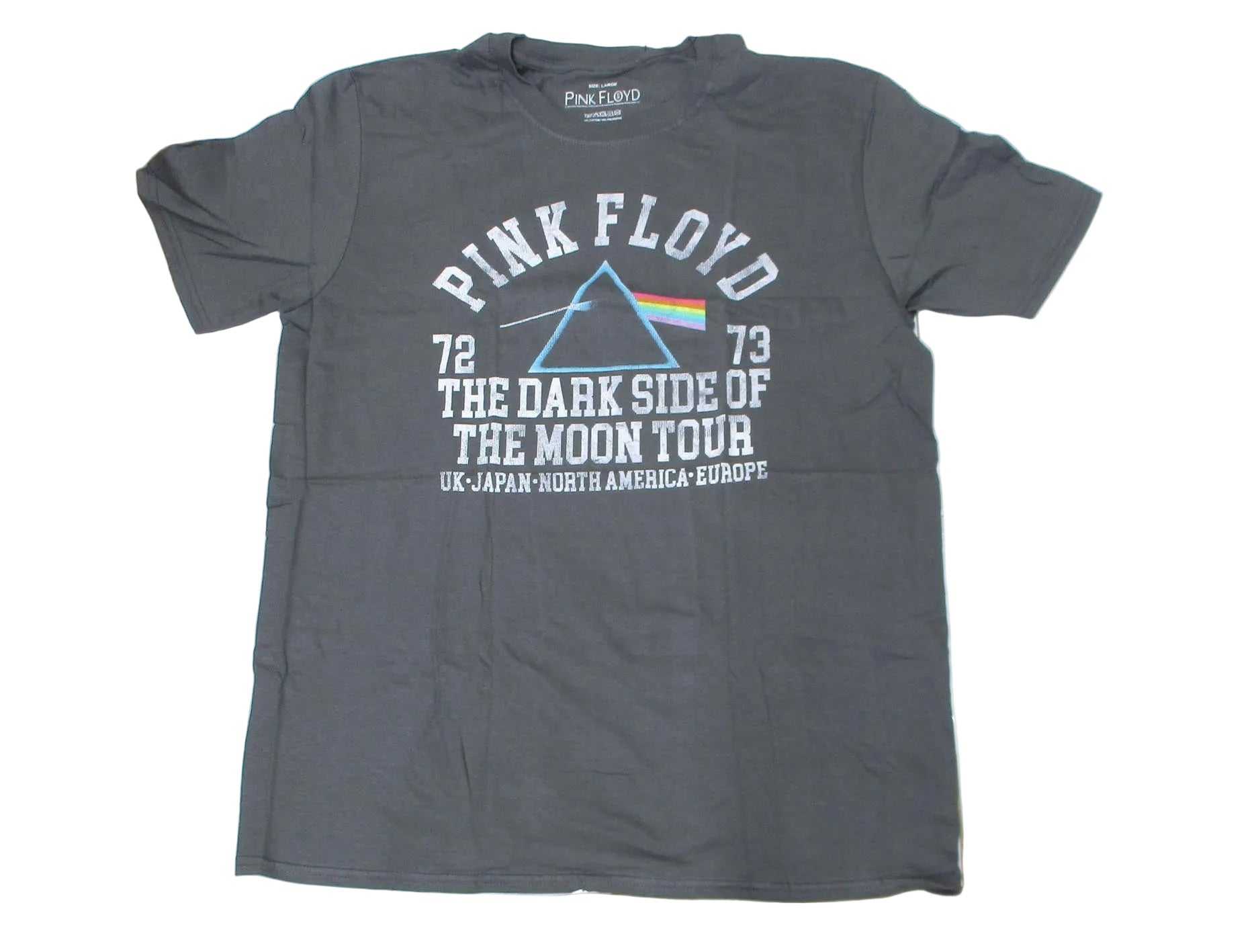 Pink Floyd T-Shirt – The Dark Side of the Moon Tour | Offizielles Band-Merchandise. Flachliegend.