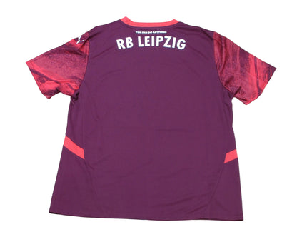 Offizielles Puma RB Leipzig Auswärtstrikot der Saison 2024/25 für Herren, aufgummiertem Vereinswappen und Puma-Logo – Neu mit Etikett. Rückseite.