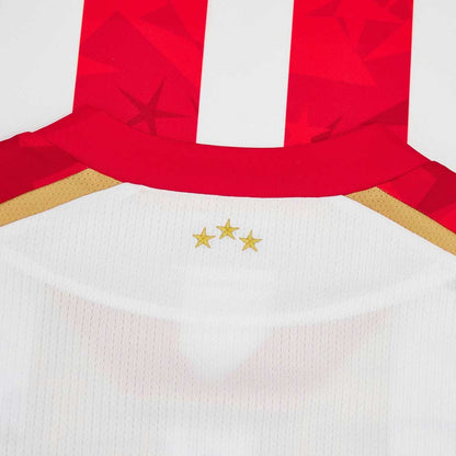 Roter Stern Belgrad Trikot Home 2024/25 Macron. Offizielles Fußballtrikot in Herrengröße. Detailansicht Nacken.