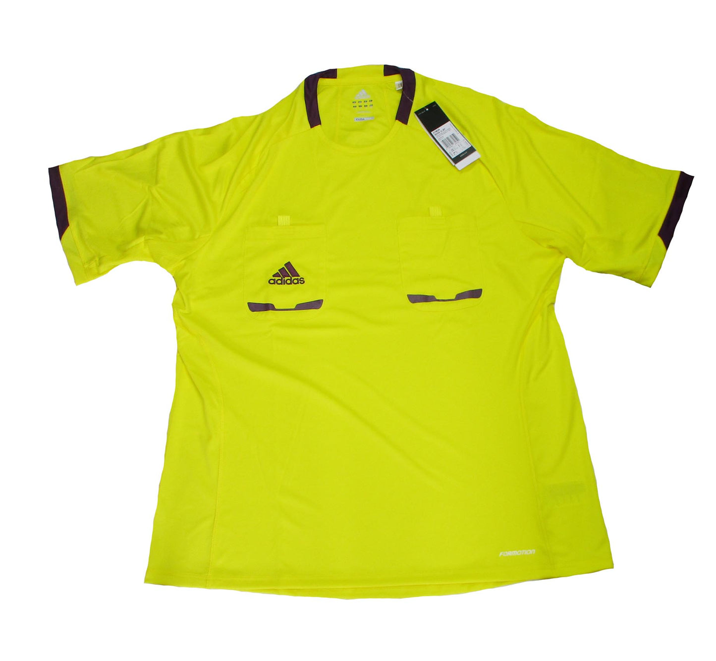 Adidas Schiedsrichter Trikot 12 Formotion Herren XL mit Brusttaschen und Mesh-Einsätzen – neu mit Etikett. Flach liegend.