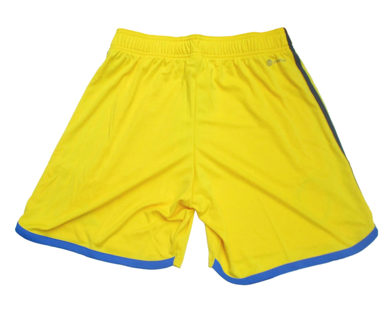 Schweden Trikot Shorts Home 2022/23 Adidas Herren mit gesticktem Verbandslogo und Aeroready Technologie. Rückseite flach.