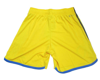 Schweden Trikot Shorts Home 2022/23 Adidas Herren mit gesticktem Verbandslogo und Aeroready Technologie. Rückseite flach.