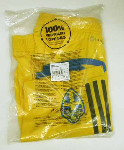 Schweden Trikot Shorts Home 2022/23 Adidas Herren mit gesticktem Verbandslogo und Aeroready Technologie. Detailansicht Originalverpackung.