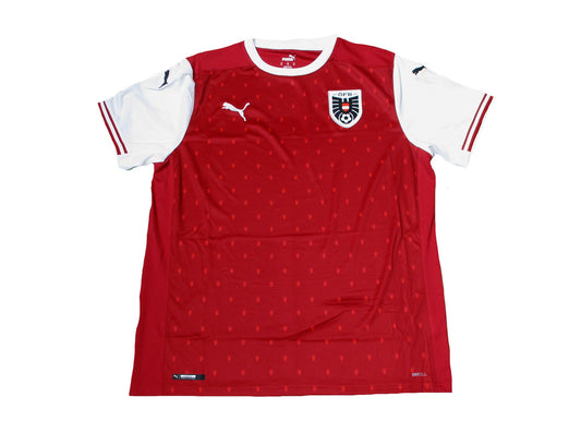 Österreich ÖFB Heimtrikot 2020/21 von Puma – rotes Herren Fußballtrikot mit eingesticktem Wappen